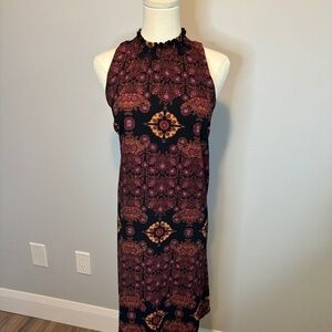 Signature Collection, Women's High neck, Boho Pattern, Sleeveless Dress, SZ M